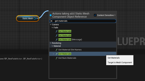 Further setting up fade object material interface calls