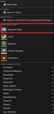 Creating asset menu